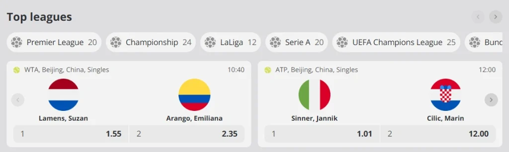 Top leagues Qbet Sport NL