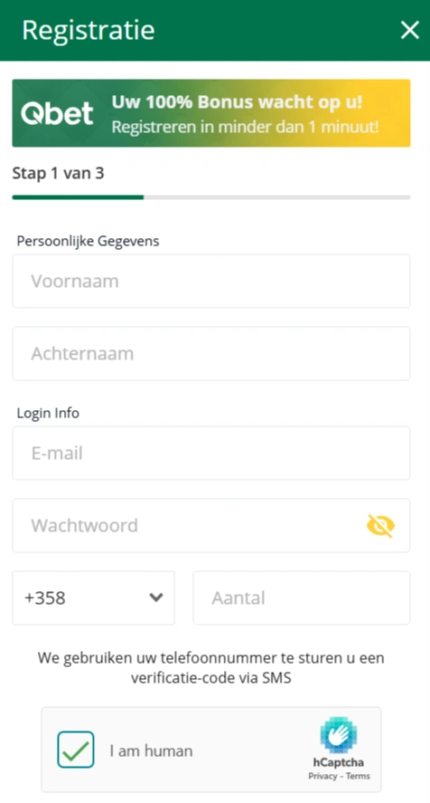 Registratie Qbet NL